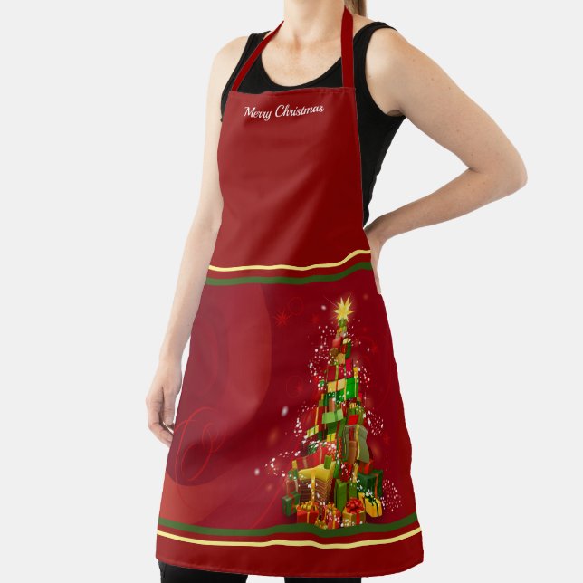 Christmas Hostess Personalise Name or Text Red Apron (Insitu)