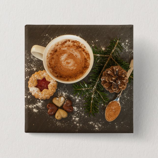 Christmas Hot Chocolate 15 Cm Square Badge (Front)
