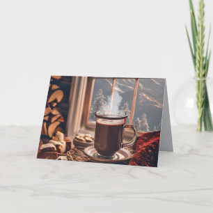 Christmas Hot Chocolate By Winter Window Holiday Card