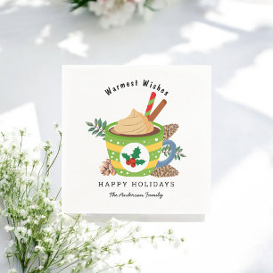 Christmas Hot Chocolate Cup Green White  Napkin