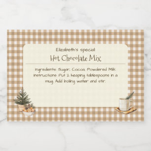 Christmas Hot Chocolate Mix Brown Gingham Labels