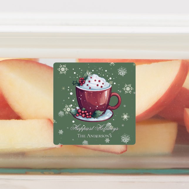Christmas Hot Chocolate Personalised Green Baking (Affixed)
