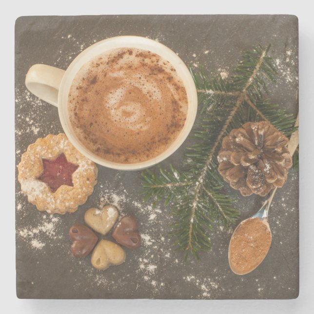 Christmas Hot Chocolate Stone Coaster (Front)