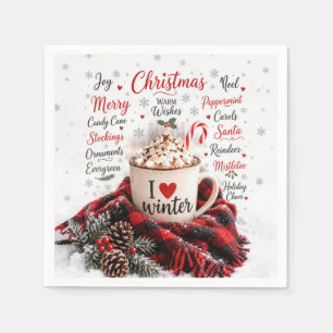 Christmas Hot Chocolate with Word Cloud Napkin