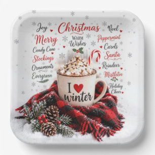 Christmas Hot Chocolate with Word Cloud Paper Plate