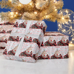 Christmas Hot Chocolate with Word Cloud Wrapping Paper