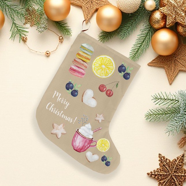 Christmas Hot Cocoa And Good Wishes Large Christmas Stocking (Creator Uploaded)