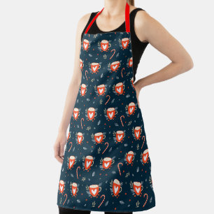 Christmas Hot Cocoa, Candy Canes and Holly Apron