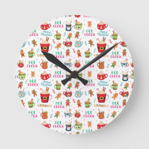 Christmas Hot Cocoa, Ginger Cookies Round Clock