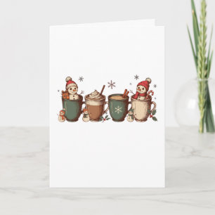Christmas Hot Cocoa Mugs Snowmen Candy Canes Xmas Card