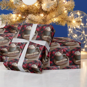 Christmas Hot Cocoa With Candy Cane Wrapping Paper
