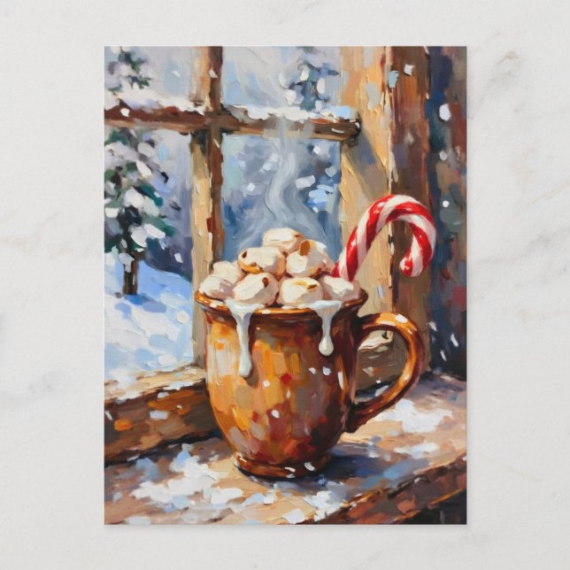 Christmas Hot Cocoa with Roasted Marshmallows  Holiday Postcard (Front)