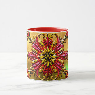 CHRISTMAS ~ HOT CRAZY 3D ~ Red and Gold ~ Mug