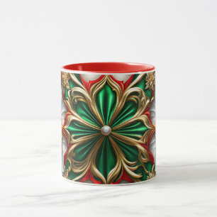 CHRISTMAS ~  HOT CRAZY 3D ~ Red, Green and Gold ~ Mug