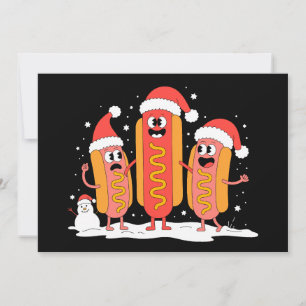 Christmas Hot Dog Santa Hat Snowman Mustard Xmas Invitation