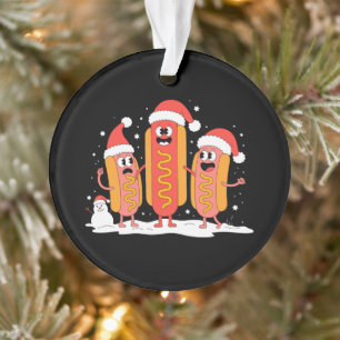 Christmas Hot Dog Santa Hat Snowman Mustard Xmas Ornament
