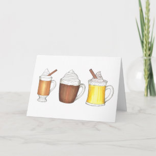 Christmas Hot Egg Nog Cocoa Buttered Rum Drinks Holiday Card