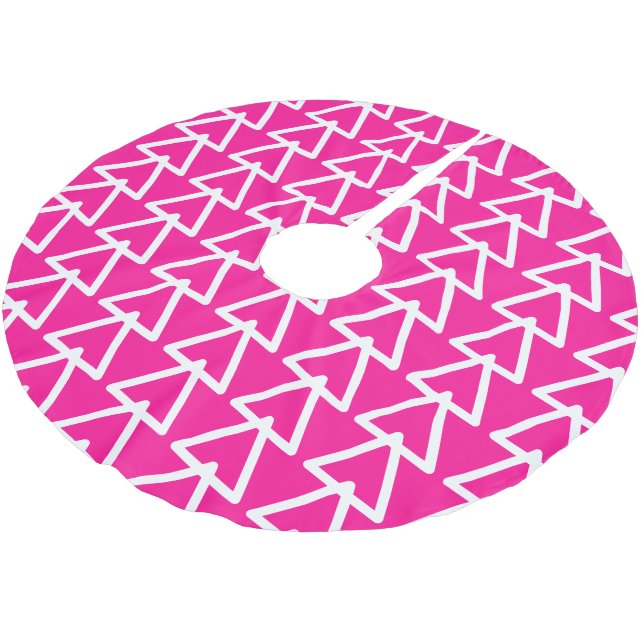 Christmas Hot Pink Geometric Pattern Brushed Polyester Tree Skirt (Angled)