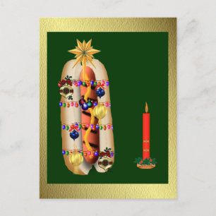 Christmas Hotdog Holiday Postcard