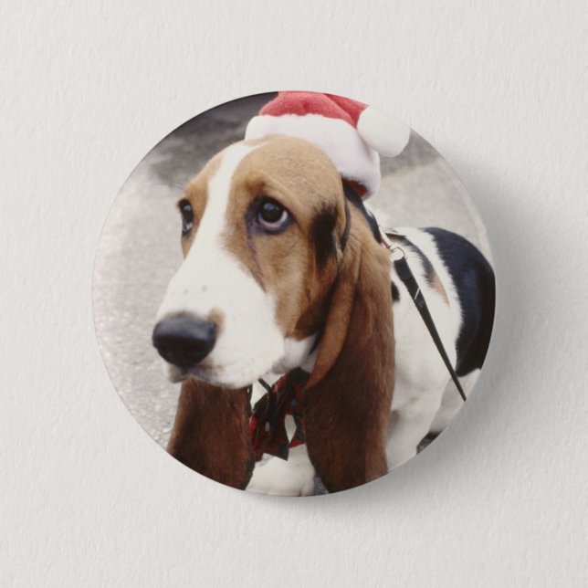 Christmas Hound 6 Cm Round Badge (Front)