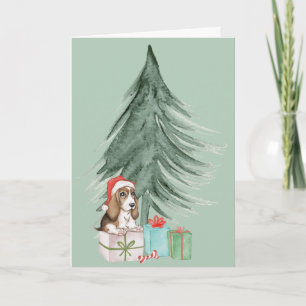 Christmas Hound Dog On Gift Card