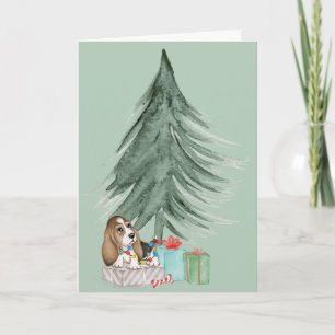 Christmas Hound Dog On Gift  Card