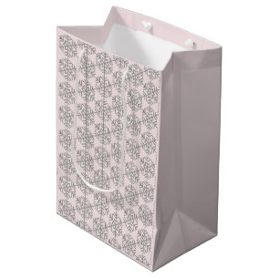 Christmas Houndstooth Snowflakes Pink Blush Medium Gift Bag