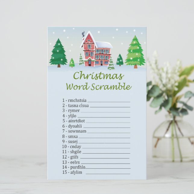 Christmas house christmas word scramble game (Standing Front)