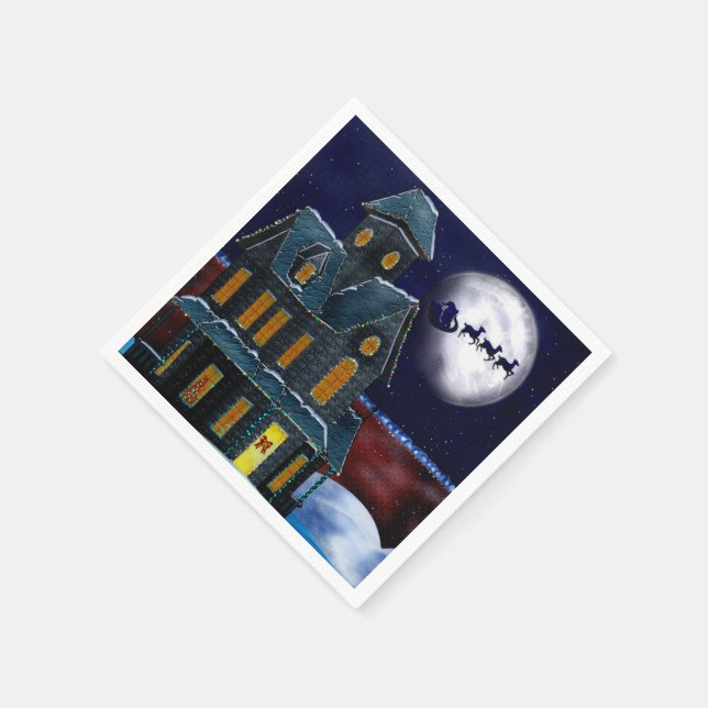 Christmas House Holiday Folk Art BULK NAPKINS (Corner)