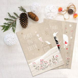 Christmas House in Snow  Holiday Card