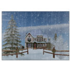 Christmas, House in Snowy Winter Scene
