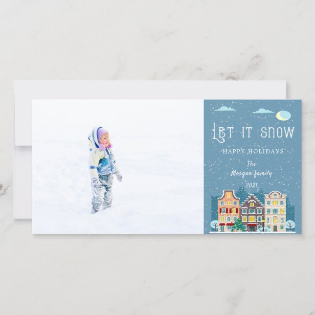 Christmas house let it snow holiday photo card (Front)