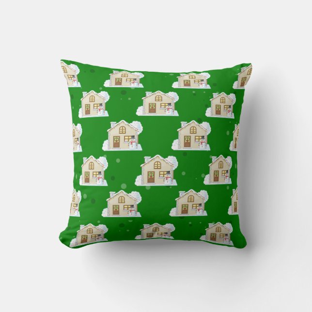 Christmas House Pattern Cushion (Front)