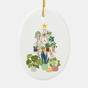 Christmas House Plant Ceramic Ornament