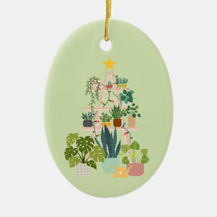 Christmas House Plant Ceramic Ornament