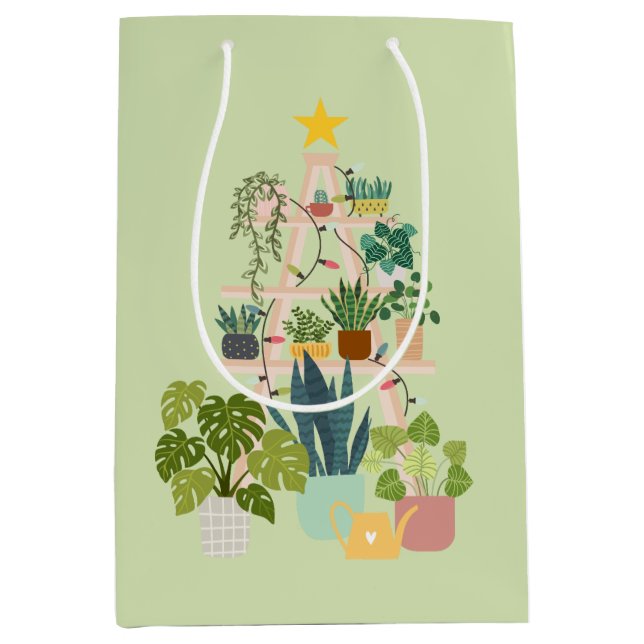 Christmas House Plant Medium Gift Bag (Front)