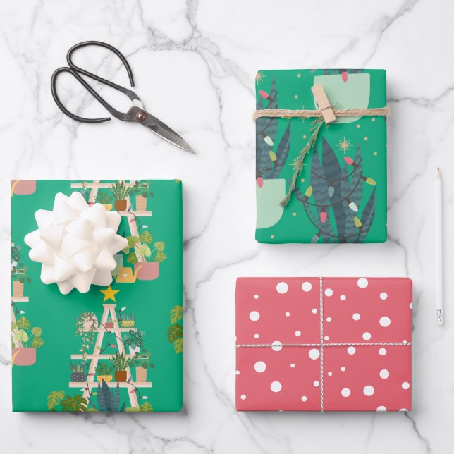 Christmas House Plant Wrapping Paper Sheet (Front)