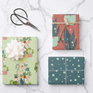 Christmas House Plant Wrapping Paper Sheet