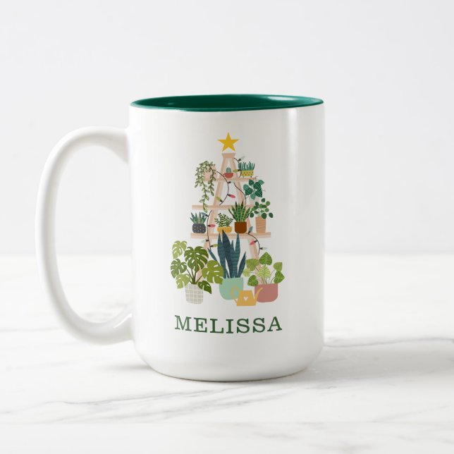 Christmas House PlantMug Two-Tone Coffee Mug (Left)