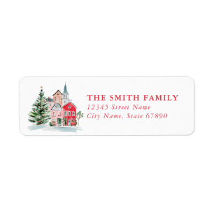 Christmas House Return Address Labels
