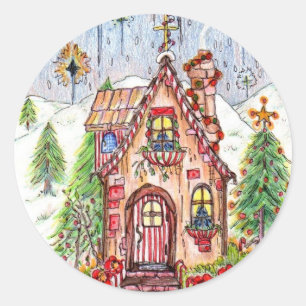 Christmas house stickers lg 3"
