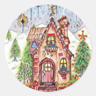 Christmas house stickers lg 3"