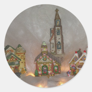 Christmas Houses Classic Round Sticker