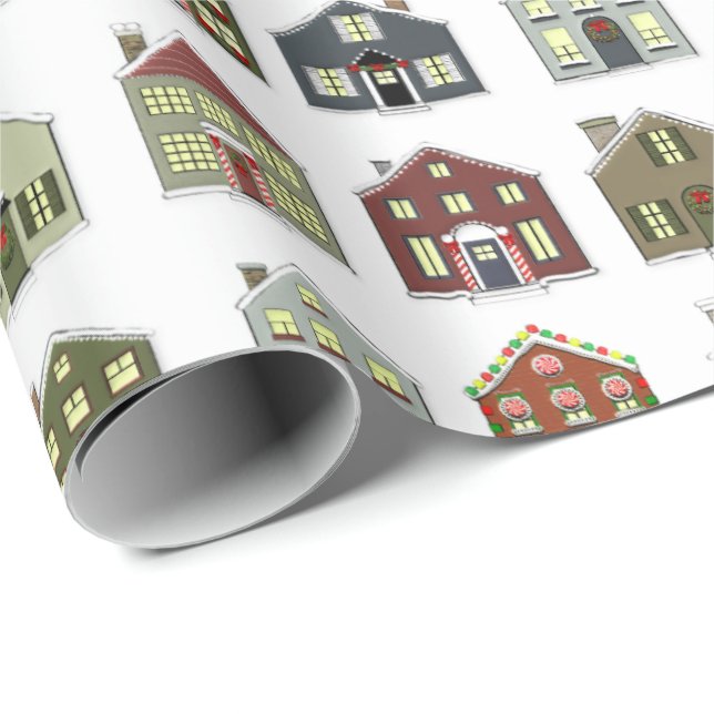 Christmas Houses Wrapping Paper (Roll Corner)
