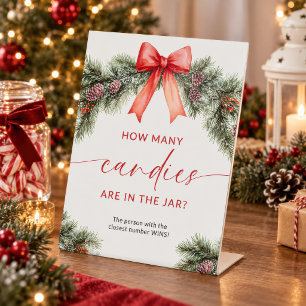 Christmas How Many Candies Are In The Jar Pedestal Sign