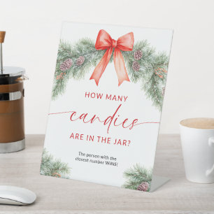 Christmas How Many Candies Are In The Jar Pedestal Sign