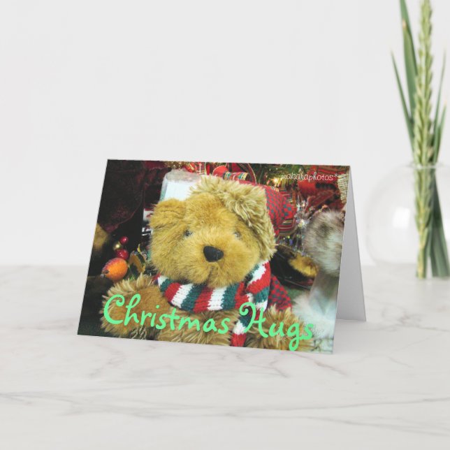 Christmas Hugs-add a picture-customise Holiday Card (Front)