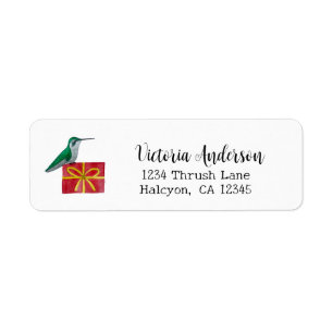 Christmas Hummingbird  Label Return Address Label