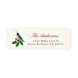 Christmas Hummingbird Return Address Label