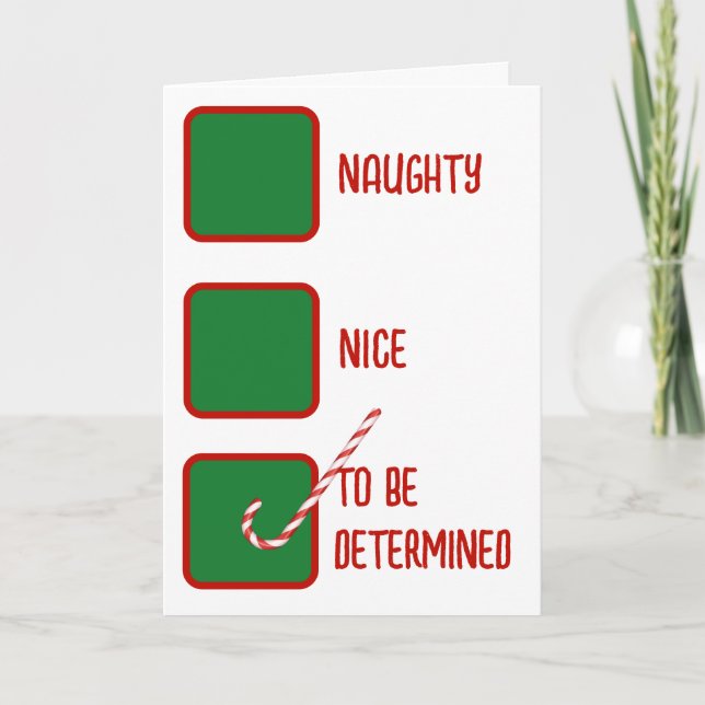 Christmas Humor Naughty Or Nice Check Boxes  Card (Front)